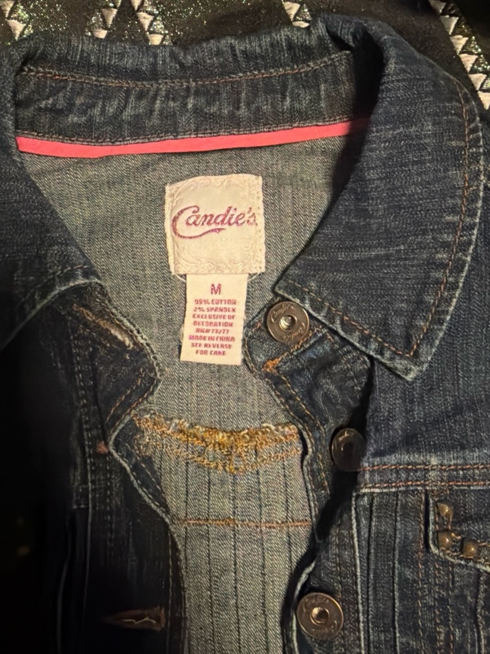 Candie's Dark Blue Denim Jacket with Pink Trim